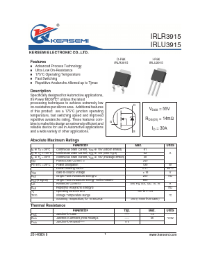 IRLR3915 Datasheet PDF Kersemi Electronic Co., Ltd.