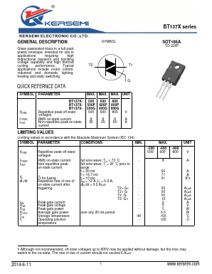 BT137X-800F Datasheet PDF Kersemi Electronic Co., Ltd.
