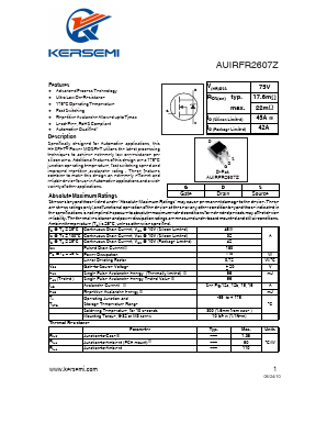AUIRFR2607Z Datasheet PDF Kersemi Electronic Co., Ltd.