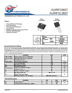 IRFS3607 Datasheet PDF Kersemi Electronic Co., Ltd.