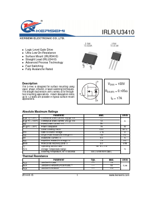 IRLU3410 Datasheet PDF Kersemi Electronic Co., Ltd.