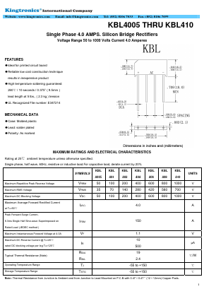 KBL408 Datasheet PDF Kingtronics International Company
