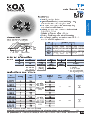 TF16AT4.00 Datasheet PDF KOA Speer Electronics, Inc.