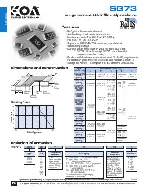 SG73S3ATTP Datasheet PDF KOA Speer Electronics, Inc.