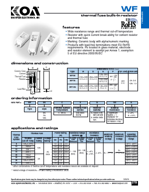 WF10NC8S150J Datasheet PDF KOA Speer Electronics, Inc.