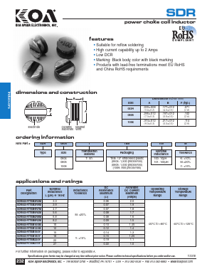 SDR0604TTEB3R3M Datasheet PDF KOA Speer Electronics, Inc.