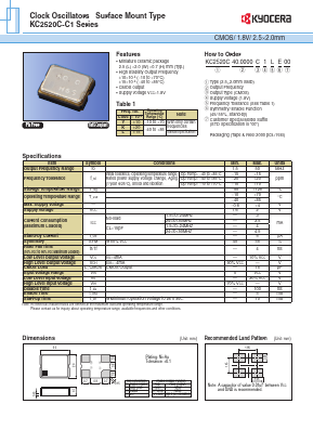 KC2520C-C1 Datasheet PDF Kyocera Kinseki Corpotation