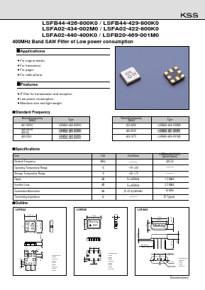 LSFA02-440-400K0 Datasheet PDF Kyocera Kinseki Corpotation