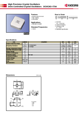 OCVCXO-173A Datasheet PDF Kyocera Kinseki Corpotation