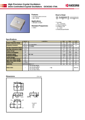 OCVCXO-174A Datasheet PDF Kyocera Kinseki Corpotation