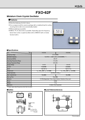 FXO-62F Datasheet PDF Kyocera Kinseki Corpotation