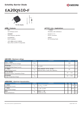 EA20QS10-F Datasheet PDF Kyocera Kinseki Corpotation