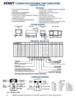 T520A476M004AE070 Datasheet PDF KEMET