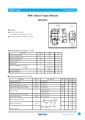 2SC3233 Datasheet PDF KEXIN Industrial
