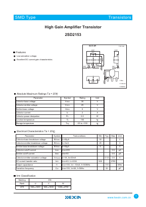 2SD2153 Datasheet PDF KEXIN Industrial