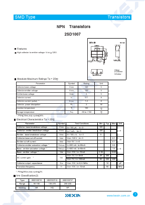 2SD1007-R Datasheet PDF KEXIN Industrial