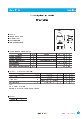 1PS70SB20 Datasheet PDF KEXIN Industrial