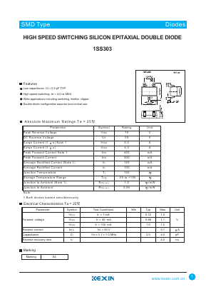 1SS303 Datasheet PDF KEXIN Industrial