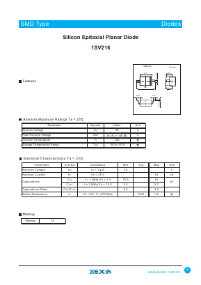 1SV216 Datasheet PDF KEXIN Industrial