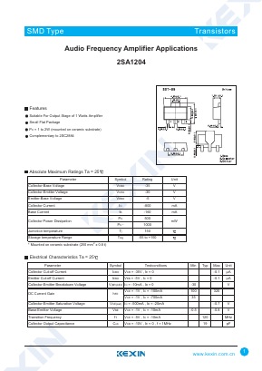 2SA1204 Datasheet PDF KEXIN Industrial