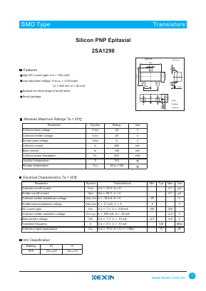 2SA1298 Datasheet PDF KEXIN Industrial