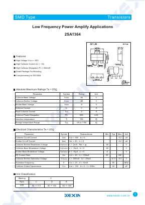 A1364 Datasheet PDF KEXIN Industrial