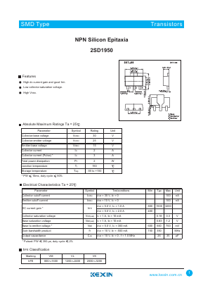 2SD1950 Datasheet PDF KEXIN Industrial