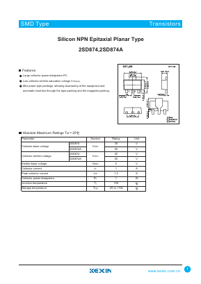 2SD874A Datasheet PDF KEXIN Industrial