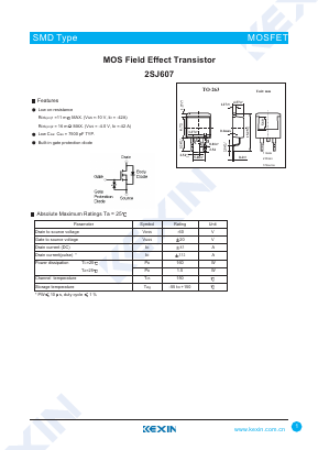 2SJ607 Datasheet PDF KEXIN Industrial