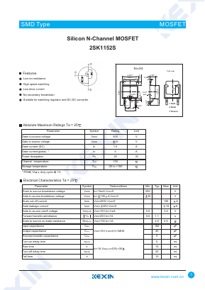 2SK1152S Datasheet PDF KEXIN Industrial