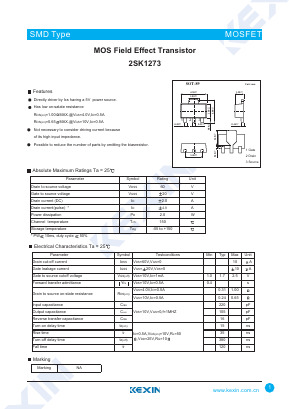 2SK1273 Datasheet PDF KEXIN Industrial