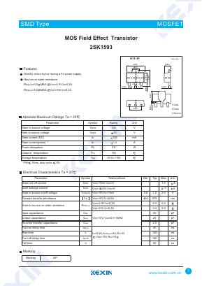 2SK1593 Datasheet PDF KEXIN Industrial