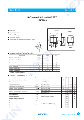 2SK2869 Datasheet PDF KEXIN Industrial