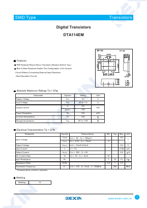 DTA114EM Datasheet PDF KEXIN Industrial