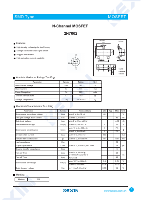 2N7002 Datasheet PDF KEXIN Industrial