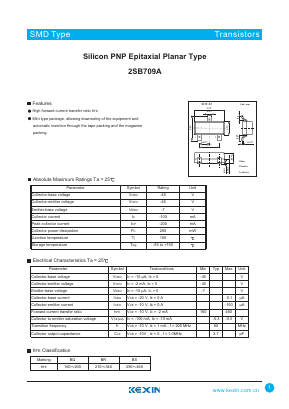 2SB709A Datasheet PDF KEXIN Industrial