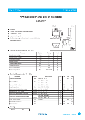 2SD1997 Datasheet PDF KEXIN Industrial