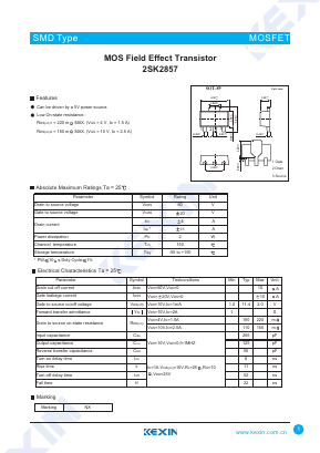 2SK2857 Datasheet PDF KEXIN Industrial