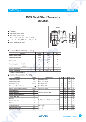 2SK3634 Datasheet PDF KEXIN Industrial