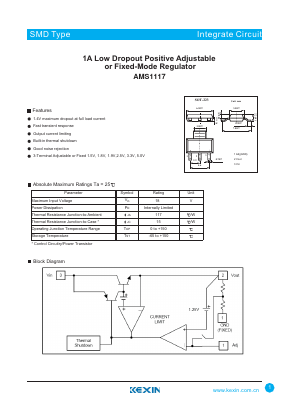 AMS1117-XXX Datasheet PDF KEXIN Industrial