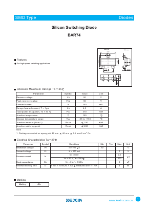 BAR74 Datasheet PDF KEXIN Industrial
