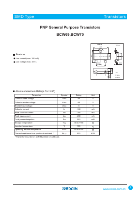 BCW69 Datasheet PDF KEXIN Industrial