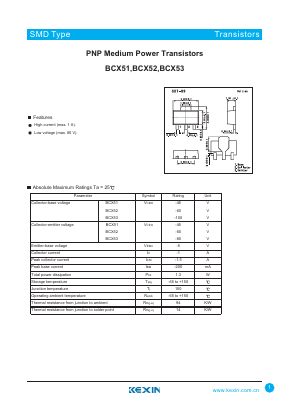 BCX52-16 Datasheet PDF KEXIN Industrial
