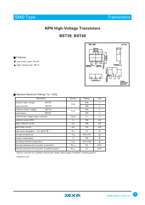 BST39 Datasheet PDF KEXIN Industrial
