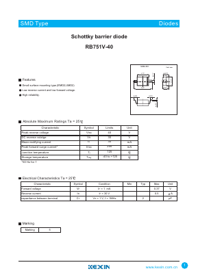 RB751V-40 Datasheet PDF KEXIN Industrial