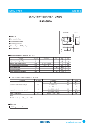 1PS79SB70 Datasheet PDF KEXIN Industrial