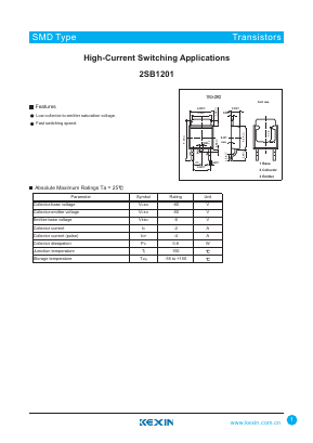 2SB1201 Datasheet PDF KEXIN Industrial