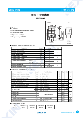 2SD1803 Datasheet PDF KEXIN Industrial