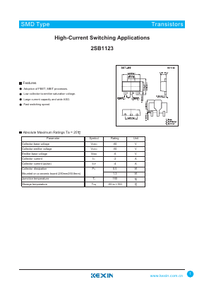 2SB1123 Datasheet PDF KEXIN Industrial