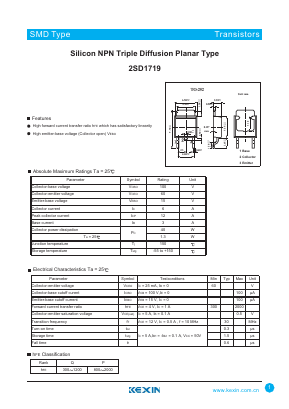 D1719 Datasheet PDF KEXIN Industrial